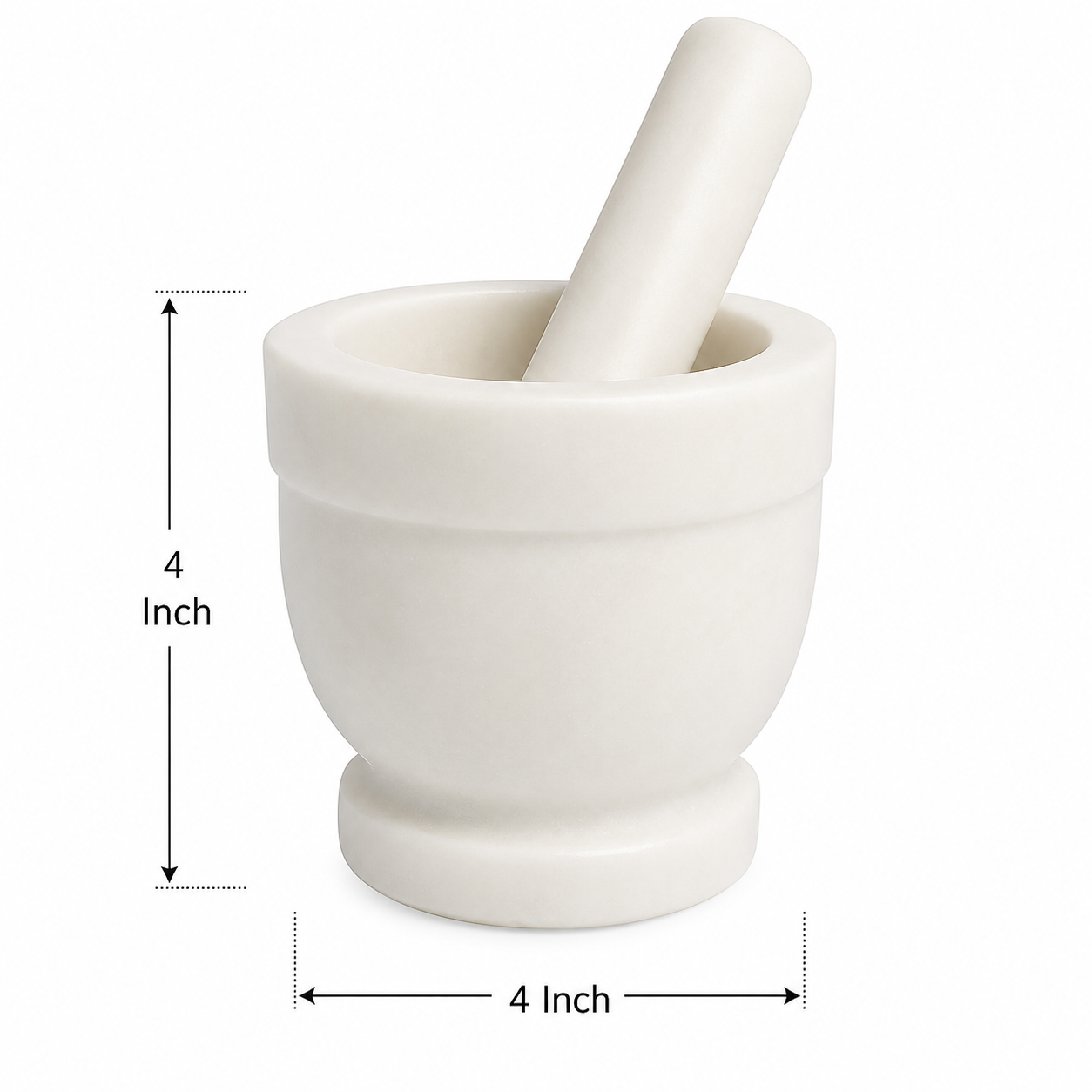 White marble mortar and pestle set, Marble okhli, size 4x4in