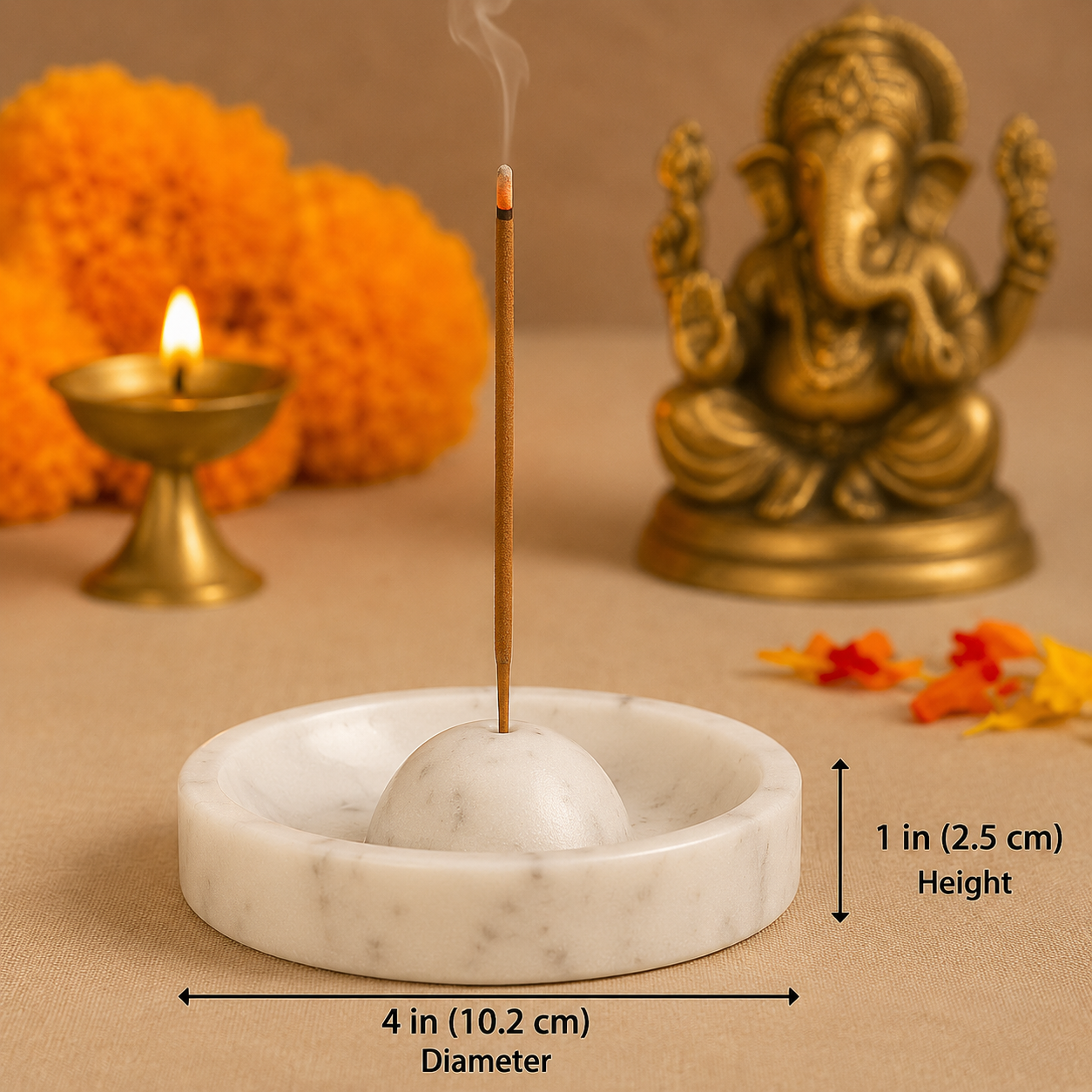 White marble incense stick holder/agarbatti stand, hold upto 3 incense sticks