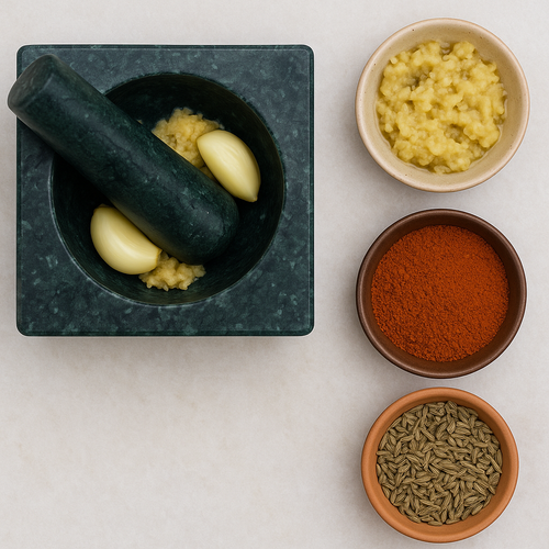 Green marble square mortar and pestle set, marble okhli, size 4x3in