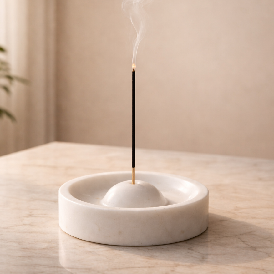 White marble incense stick holder/agarbatti stand, hold upto 3 incense sticks